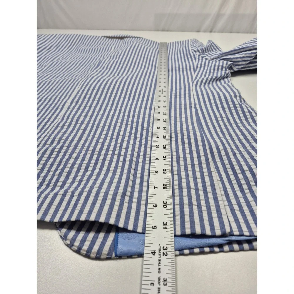 Inserch Suit Mens 54 Blue 100% Cotton Stripe Seersucker 2 Piece 48x36 NWT